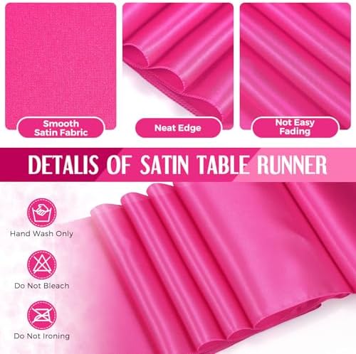 Breling 8 Pack White and Hot Pink Tablecloths and Satin Runners Set - Image 5