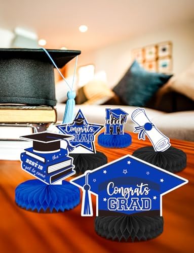 Graduation Table Decorations, Blue and Black Graduation Table Centerpieces - Image 6