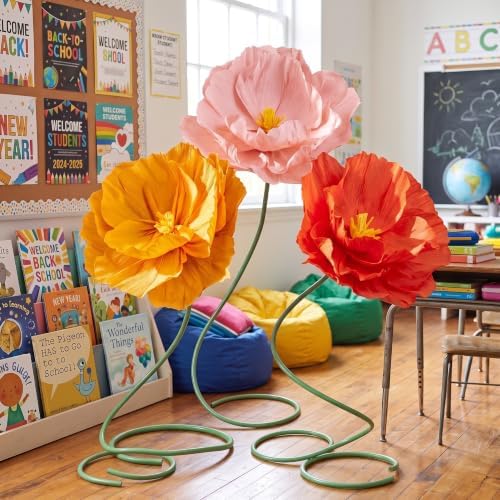 3 Pcs 5ft Giant Multicolor Poppy Flower Back to School Decor - Image 3