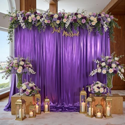 10x10ft Thick Purple Glitter Backdrop Curtain Panels for Parties, Wrinkle Free Sequin Sparking Photo Backdrop Drapes, 2 Panels 5x10ft Shimmer Back Drop Cloth for Wedding Birthday Photography - Image 6