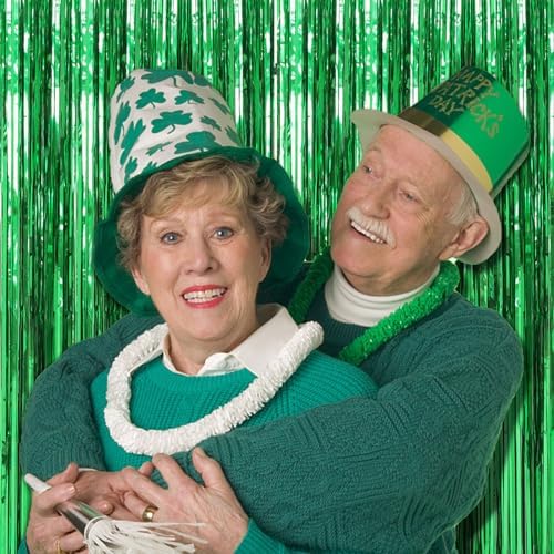 2 Pack Green Streamers Backdrop Jungle Party Decorations Foil Fringe Backdrop Curtains Photo Booth Backdrop for Birthday Dinosaur Animal St Patrick's Day Football Christmas Party Decorations - Image 4