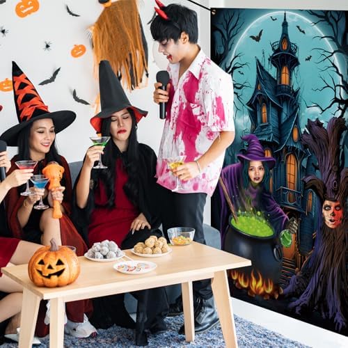 Lunmon 6x4 ft Halloween Backdrop Halloween Party Face Cutout Holes - Image 6