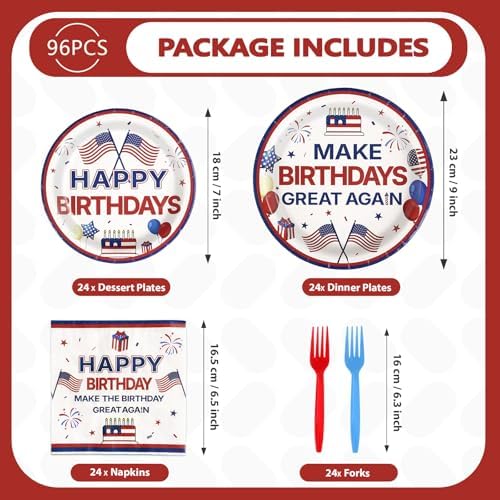 96 Pcs Make Birthdays Great Again Party Decorations, Serves 24 - Image 5