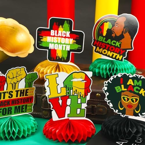 JULMELON 8 Pcs Black History Month Centerpieces 3D Honeycomb Table Decor - Image 5