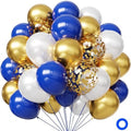 Hiquaty Blue and Gold Balloons,50pcs 12 Inch Royal Blue and White Balloons by Hiquaty