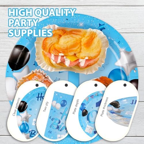 96Pcs Blue 1st Birthday Party Decorations for One Year Old, Serves 24 - Image 6