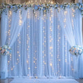 Blue Tulle Backdrop Curtains with Lights String for Parites Baby Shower 30×8ft Blue Sheer Backdrop Curtains Drapes for Bridal Shower Birthday Party Photo Shoot Background Decorations(6 Panels 5×8ft) by Suppromo