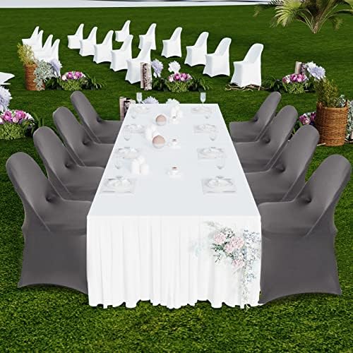 HAINARverS Folding Chair Covers for Wedding, 10pcs Gray - Image 2