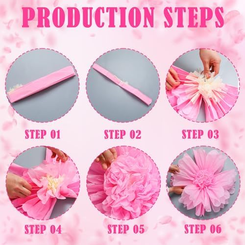 Giegxin 6 Pcs 31.5", 24" Orange Giant Paper Flower Large Tissue Pom Pom - Image 4
