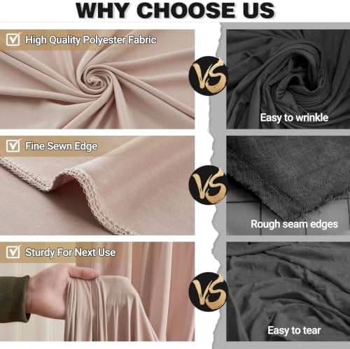 20x10ft Blush Nude Backdrop Curtain Panels for Parties - Wrinkle Free Polyester Photo Curtain Backdrop Wedding Back Drop Fabric Drapes for Party Decorations Background for Photography - Image 5