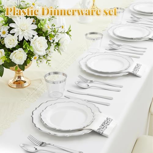 Glowserve 175 Piece Disposable Plastic Plates Dinnerware Set for 25 Guests - Image 3