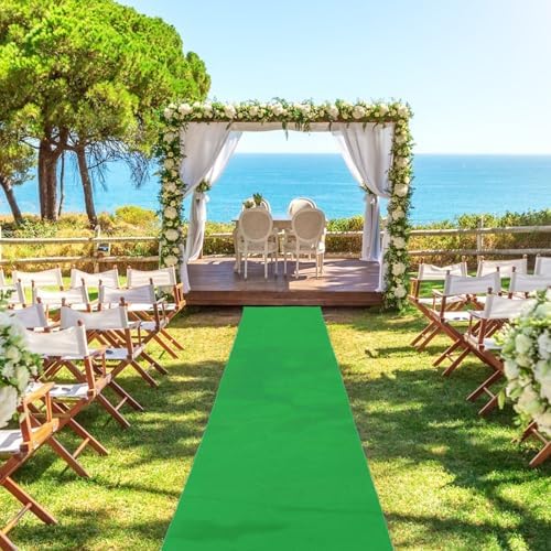 Grass Green Carpet Runner 3 X 15 Feet Runner Rugs for Party, Premium 160 GSM Felt Non-Woven Fabric Runway Rug for Party Wedding & Special Events,Rolled Package Without Creases (Grass Green, 3X15 ft) - Image 2