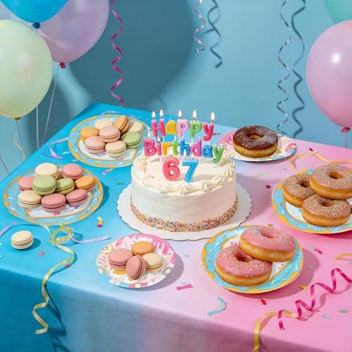 GaofanWai Ice Cream Drip 7 Tableware - 24 Pack Desert Donut Disposable Paper Plate Napkin Fork Six Seven Themed Birthday Party Tableware for Kids, Funny 6 7 Meme Party Decoration for Girl, 24 Guests - Image 6