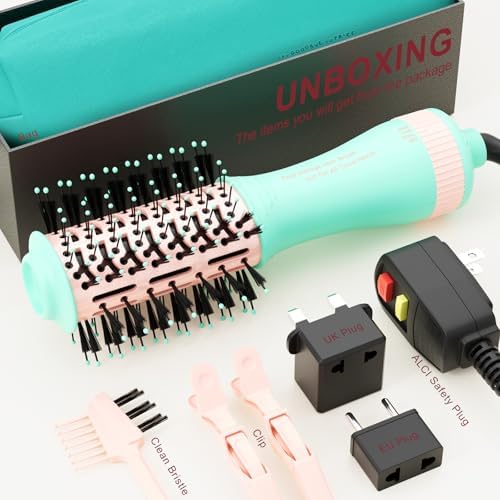 Travel Dual Voltage Hair Dryer Brush,Portable Mini Hot Air Blow Dryer Straightener & Curler,Titanium Oval Blowout Styler Volumizer Tools,Auto Cepillo Secador De Cabello International Travel Essentials - Image 6