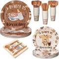 Yungyan 252 Pcs A Baby Is Brewing Baby Shower Party Tableware Set Included Plates Napkins Cups Forks Knives Cutlery for Party Decorations Supplies 36 Guests by Yungyan