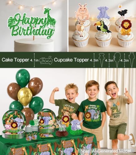 Xynic 205Pcs Jungle Party Decorations Tableware Set, 25 Serves - Image 6