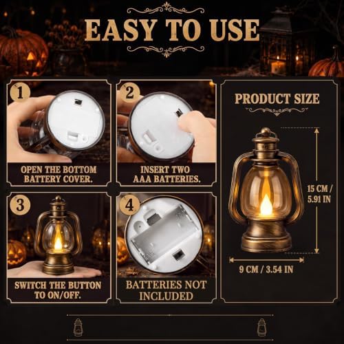 Ferraycle 12 Pcs Mini Lanterns 6 Inch Bronze Gold Lamp Table Centerpieces - Image 3