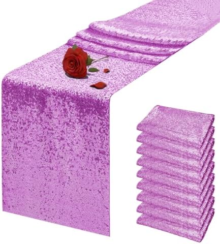 10 Packs 12 x 72 inches Lavender Sequin Table Runner by VHH