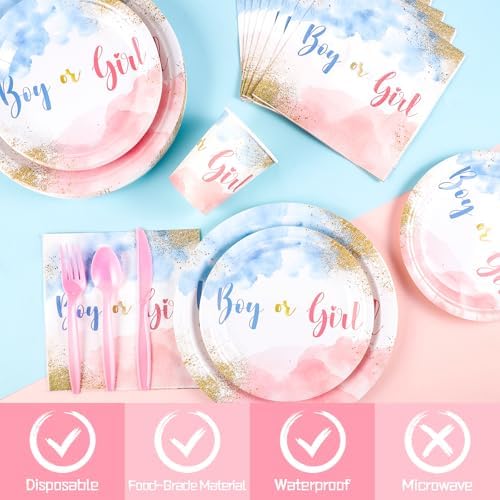 Gender Reveal Party Supplies Set, 175 Pcs, Serves 25, Pink Blue - Image 3