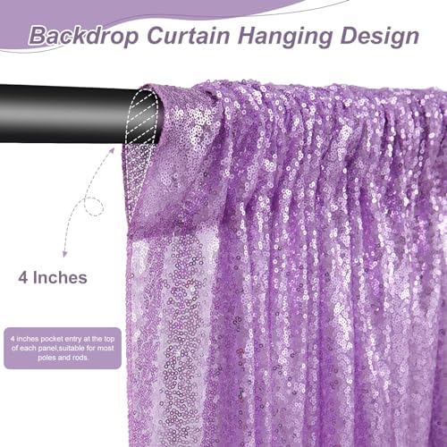 Sparkly Sequin Backdrop Curtain 4 Pcs 2ftx8ft Wedding Party Backdrop Lavender Sequence Sequin Photo Booth Backdrop - Image 5
