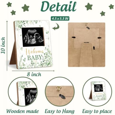 Sage Green Baby Shower Decor Frame, Sage Green Baby Shower Party Supplies, for Expecting Parents-to-Be Keepsake Gifts, Pregnancy Sonogram Frame Keepsake, Gender Reveal Present - Image 2