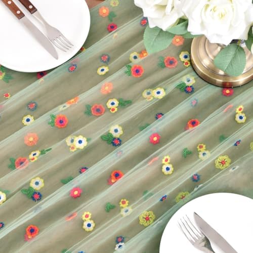Flower Table Runner Floral Daisy Fall Wedding Birthday Party Home Decor - Image 4