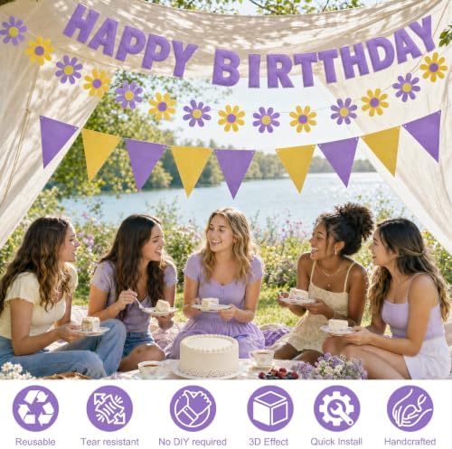 YEOCU Happy Birthday Decorations, No DIY, Pre-Strung 3D Banner - Image 3