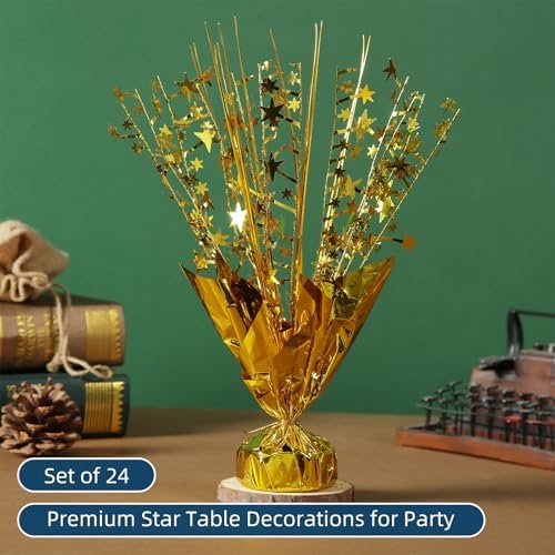 24 Pack Gold Metallic Foil Spray Centerpiece Star Table Decoration Burst Table Centerpieces for Birthday New Year Wedding Anniversary Graduation Party Supply (Gold) - Image 2
