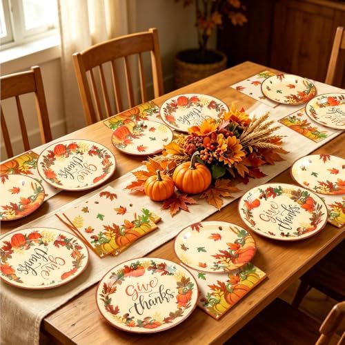 72PCS Thanksgiving Plates and Napkins, Pumpkin Maple Leaf Party Supplies - Image 6