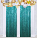 Poise3EHome 2Pcs 2Ft x 8Ft Teal Sequin Backdrop Curtains, Glitter Photography Background, Sequence Xmas Thanksgiving Backdrop for Wedding Party Holiday Festival Decor by Poise3EHome