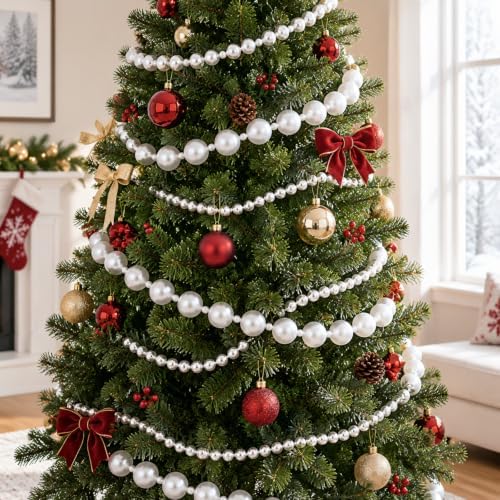 Canlierr 2 Pcs 5.6ft Christmas Giant Pearl Garland Decorations 25mm+60mm by Canlierr