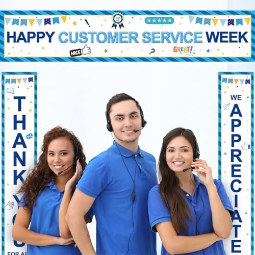SmoothNovelty 3 Pcs Blue Customer Service Week Banner - Image 2