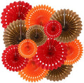 ZOOYOO Hanging Paper Fans Party Decorations,12 Pcs Red Orange Brown Honeycomb Round Fans,Ceiling Decor for Birthday,Wedding,Fall,Harvest,Thanksgiving Party Backdrop by ZOOYOO