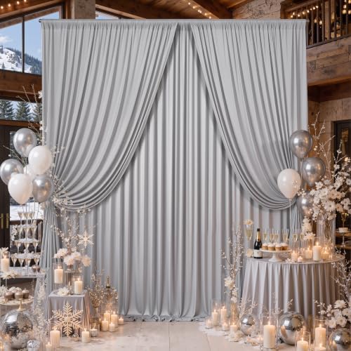 20x12 ft Silver Backdrop Curtains for Weddings Parties, Birthdays - Image 4