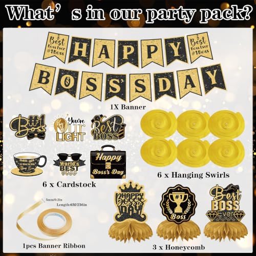 Boss Day Decorations, Happy Boss's Day Banner and Honeycomb Centerpieces - Image 2
