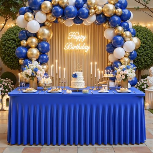 Shillance 6 Packs Royal Blue Tableclothes for 6 Foot Rectangle Table, Wrinkle Free Spandex Tablecovers 6FT Stretch Fitted Table Cloth with Skirt for Birthday Parties Graduations Event Wedding Banquet - Image 4