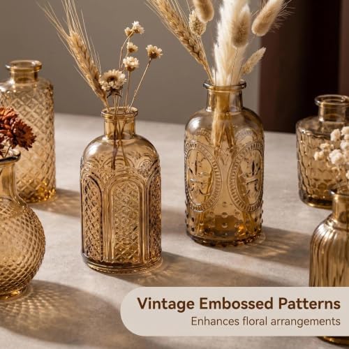 Mini Bud Vases Centerpieces for Tables, for Flowers,Small Flower Vases Suitable for Birthday Party,Anniversary,Wedding Reception,Baby Shower (Amber, 12PCS) - Image 3