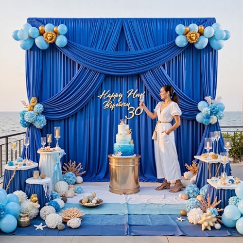 12ft x 10ft Royal Blue Backdrop Curtains for Parties, Wrinkle Free 2 Panels Photo Backdrop Drapes Back Drop Cloth for Wedding Birthday Photography Background Decor - Image 3