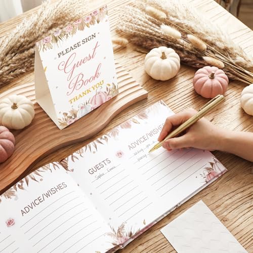 Fuyoooo 27 Pcs Pink Little Pumpkin Baby Shower Guest Book Baby Shower Sign - Image 2