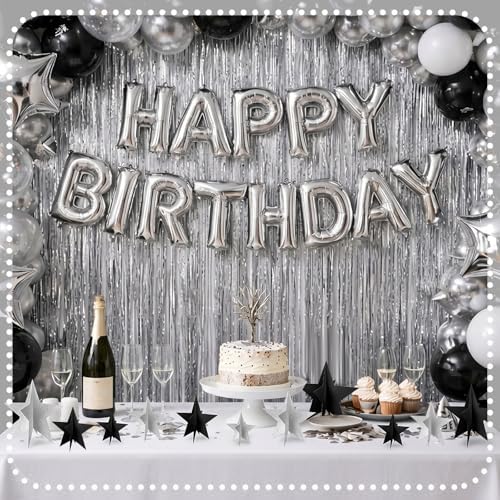 Sinload 45 Pcs 3D Glitter Black Silver Star Centerpieces Party Decorations - Image 4