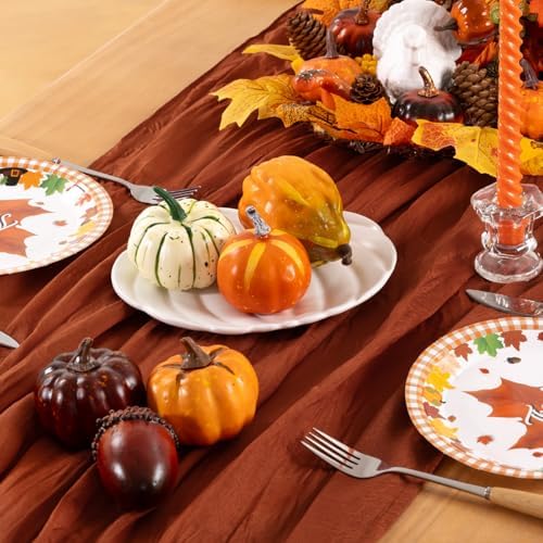 DeZerlor Terracotta Cheesecloth Table Runners 2 Pack Fall Runners - Image 6