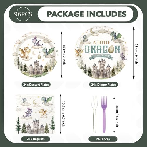 96Pcs Dragon Baby Shower Party Decorations, Serves 24 - Image 4