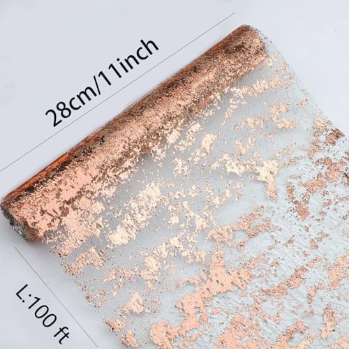Rose Gold Table Runner, Glitter Metallic Foil Mesh Roll 100 Feet - Image 4