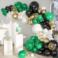 MEBAY Green Black White Metallic Gold Balloons Garland Arch Kit, 146 Pcs Lime Dark Green Matte Black Confetti Gold Balloons for Graduation Football Soccer Army Birthday Party Decorations by MEBAY