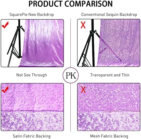 SquarePie 6x8ft Lavender Sequin Backdrop, High Density Non-Transparent Glitter Curtain for Photography, Birthday, Wedding Party Decorations, Thick Solid Background with 4" Rod Pocket, 1 Panel - Image 6