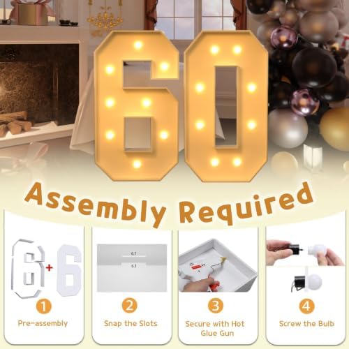 imprsv 60 Marquee Numbers, 3FT Light Up Numbers for 60th Birthday Decor - Image 3