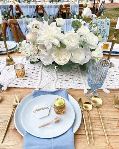 FACINOC White Rose Artificial Flowers Fake Flower Bulk with Stems Box Set - Image 4