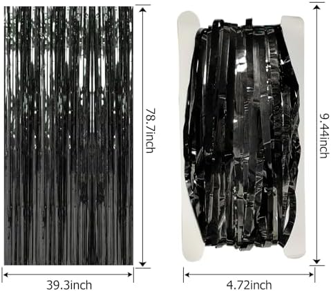 5 Pack Foil Curtain Backdrop Black Metallic Tinsel Foil Fringe Curtains Photo Booth Props for Birthday Wedding Engagement Baby Shower Bachelorette Christmas Holiday Celebration Party Decorations - Image 7