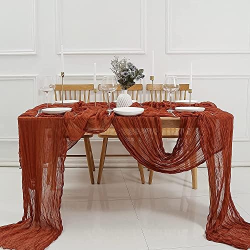 12 Pack Terracotta Cheesecloth Table Runner 10ft Boho Gauze Cheese Cloth Table Runner Rustic Sheer Runner 120 inch Long for Christmas Wedding Bridal Baby Shower Birthday Table Decorations - Image 4