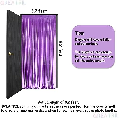 Purple Tinsel Fringe Party Backdrop - 3.2ft X 8.2ft - 2 Packs - Image 5
